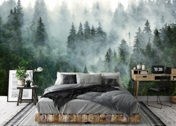 fototapeta Las we mgle