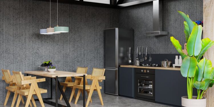 mata na ścianę w kuchni